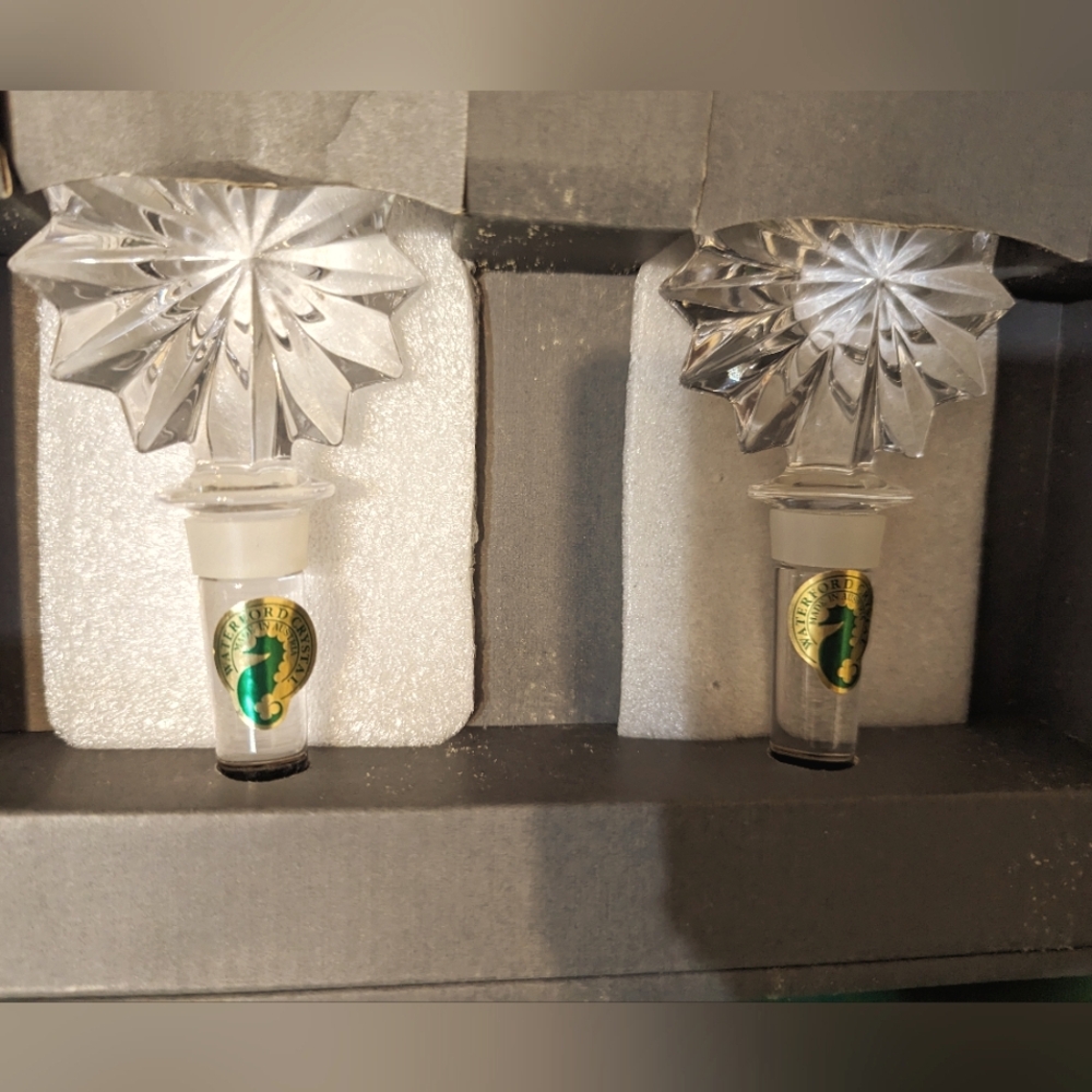 WATERFORD CHRYSTAL STAR OF ERIN Bottle Stoppers. Great Wedding Gift.